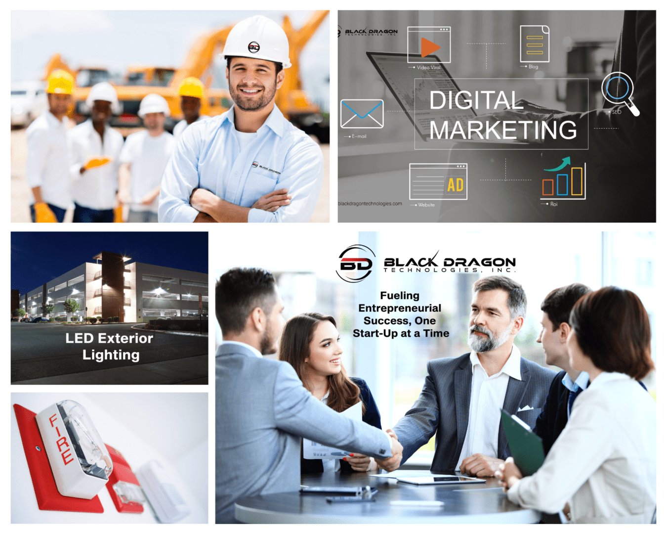 A collage of images with the words digital marketing and business development.
