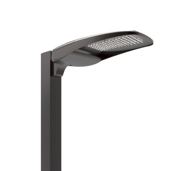 A black LED street light on a white background from Black Dragon Technologies.