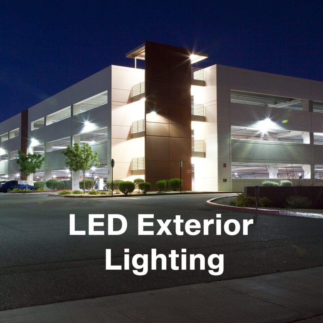 Office building with exterior LED lighting